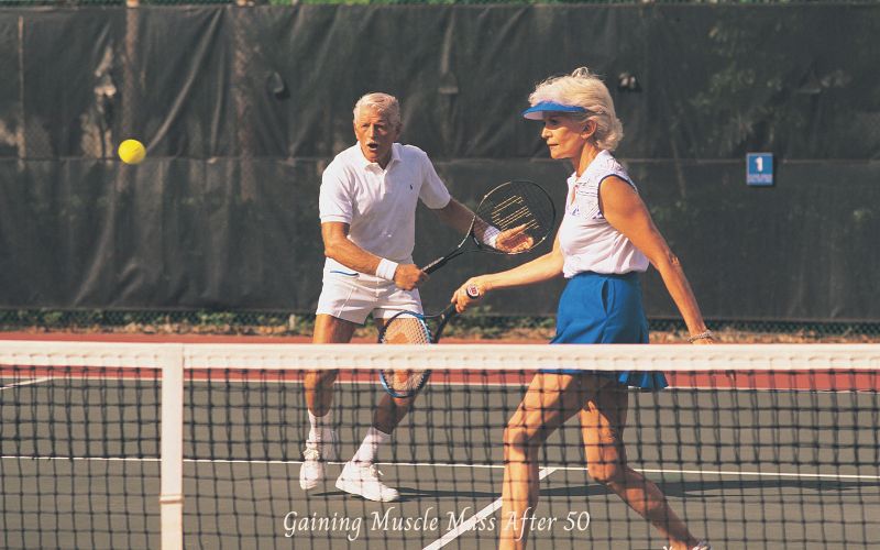 Gaining Muscle Mass After 50- a man and a woman playing tennis