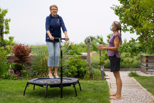 use of handlebars is recommended for added security while bouncing