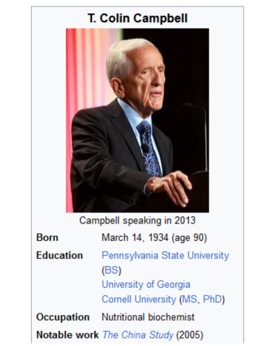 Dr T Colin Campbell born 1934- speaking in 2013