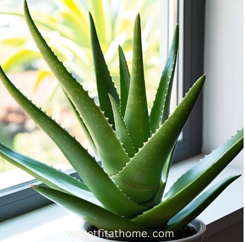 aloe vera plant on window sill
