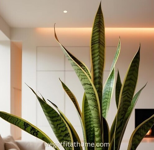 snake plant growing indoors